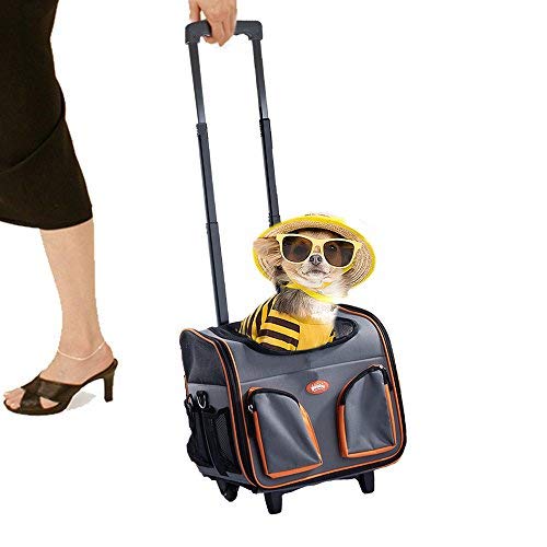 Pawise Pet Trolley Bag Rolling Pet Travel Carrier Pet Carrier with Wheels