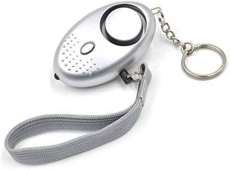 130db Personal Alarm Keychain Emergency Safety Self Defense Anti Thief Device with LED Flashlight for Women Kids Grils Elderly, Silver