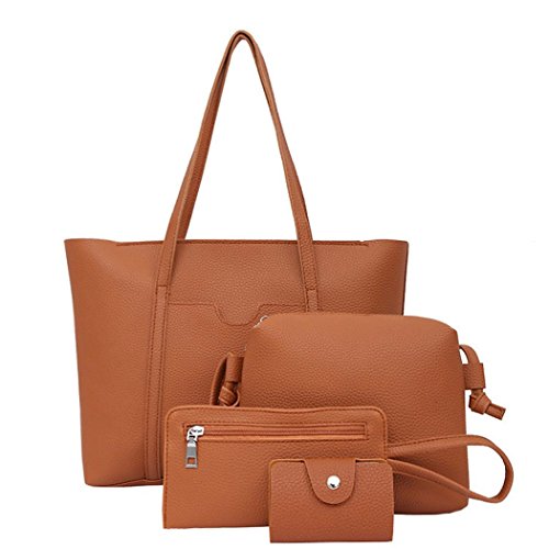 Preisvergleich Produktbild YOUBan Damen Handtasche Ledertasche Vier Set Handtasche Schultertaschen Einkaufstasche mit vier Stücken Tasche Crossbody Tasche Brieftasche