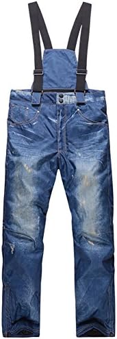Waterproof Pants Ski Trousers Unique Casual Denim Suspenders Ski Jeans Waterproof Breathable Warm Skiing Snowboarding Pants Mountain Camping Cycling Pants