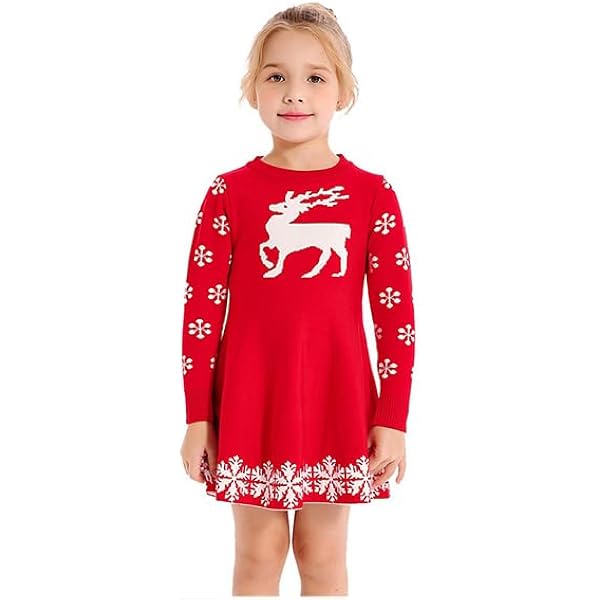 Robe Pull Fille Hiver – Manches Longues, Motif Losange – Chaude Et Confortable – Pour Tous Les Jours Ou Occasions Spéciales