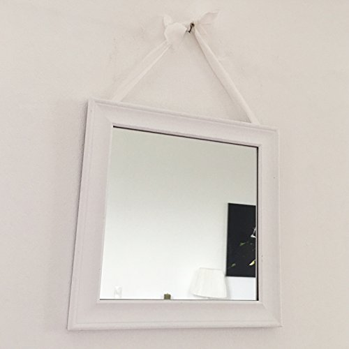 Wandspiegel SHABBY SQUARE weiß Schleife Shabby Vintage Nostalgie Landhaus