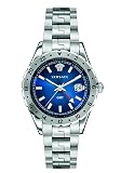 Versace V11010015 Herren Analog Quarz GMT Uhr mit Edelstahlarmband Blau Hellenyium