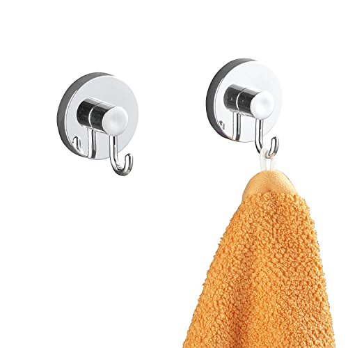 Wenko Vacuum-Loc Haken – 2er Set (Befestigen ohne bohren, Kunststoff (ABS), 6 x 6.7 x 5 cm) chrom, 20900100 - 2
