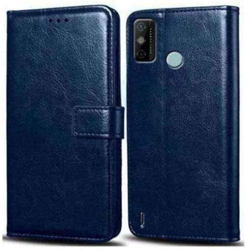 Americhome Inside Rubber TPU with Card Pockets Magnetic Closure Protection Compatible with Tecno Spark Go 2020, KE5 (Blue)
