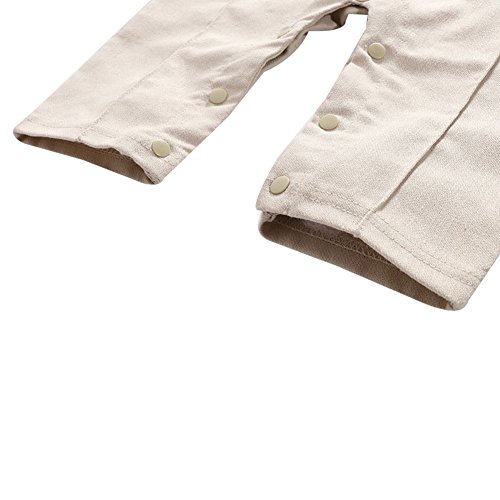 G-Kids Baby Jungen Strampler Gentleman Smoking Anzug Kleinkind Langarm Bekleidungsets Outfits Spielanzug Fliege Hochzeit Taufkleidung (Khaki, 70/3-6 Monate) - 6