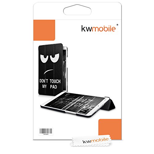 kwmobile Hülle für Huawei MediaPad M3 8.4 – Smart Cover Case Tablet Schutzhülle Kunstleder – Ultra Slim Tabletcase Don’t touch my Pad Design Weiß Schwarz - 7