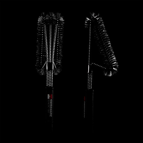 GRILLBÜRSTE von SWISSWARE GENEVA | 100% Edelstahl + Stoffbeutel + Metallhaken | DAS ORIGINAL - 6