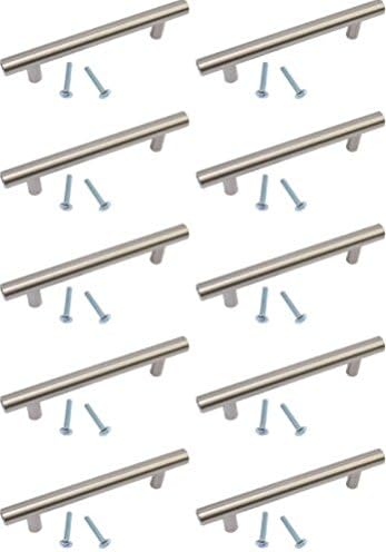 96mm Stainless Steel Finish T Bar Handle Kitchen Cupboard Cabinet Door Knobs 136mm length (10)