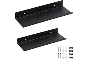 SCHYIDA 2 Stück Wandboard Schwarz Metall Schweberegal Wand 30/40cm Wandregal Matt Regal Schwarz Matt Schwarzes Metallregal Schwebendes Hängeregal Schwarz küchenregal für Dekos Bilderrahmen Badezimmer