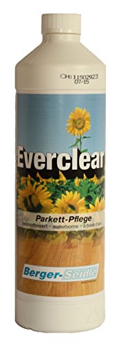 Berger-Seidle Everclear L93 Parkettpflegemittel, wasserbasiert, glänzend, farblos, Parkettpflegemittel für versiegelte, lackierte Parkettböden (1 Liter)