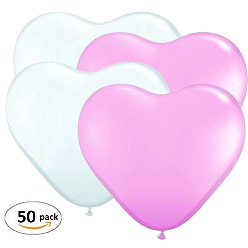 Anokay Herzluftballons Weiß Rosa Hochzeitsballons Helium-Ballons Set von 50 für Hochzeit Valentinstag