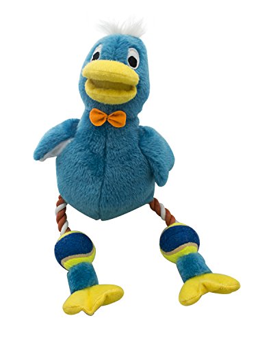 Pet Love Play Time Canard en Peluche à Corde avec Balle Jouet pour Chien Bleu