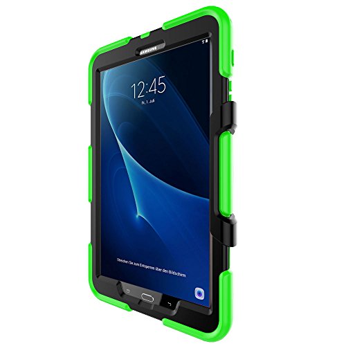 TECHGEAR® (Schutzhülle für Samsung Galaxy Tab A 25,7 cm 2016 (SM-T580 Serie) Robuste Schutzhülle Design Stoßfester Panzer lange Überlebenszeit mit abnehmbaren Ständer Schule, Kids, Bauunternehmer Fall grün grün Galaxy Tab - 5