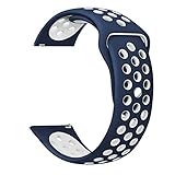 Ersatzband für Gear s3 Armband Silikon, MoTech 22mm Uhrenarmband Sportarmband Ersatzen Silikonarmband für Samsung Gear S3 Frontier/Classic, Galaxy Watch 46mm, Moto 360 2nd Gen 46mm (Blau/Weiss)