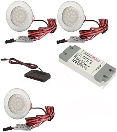 3 in 1 Set Flat Furniture recessed lighting Tim 2Watt LED 12 Volt DC – Warm White 15 W LED Transformer + Amp Distributor