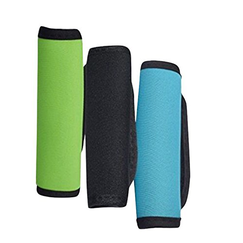 AF-WAN Comfort Neoprene Luggage Handle Wraps Suitcase Grip Tag - Black Green Blue, Pack of 3