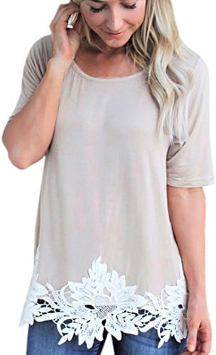 Sale Clearance/Bestoppen Women Ladies Sexy Long Sleeve Crewneck Lace T-Shirt Top Casual Hollow Out Shoulder Flower Blouse Jumper Spring Fashion New Look Solid Crop Tops for Women Ladies (S, Beige)