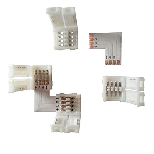 Simfonio LED Streifen Steckverbinder 10mm 4 Pin L-Form für 5050 RGB LED Streifen Lichter ( 2 PCS) - 3