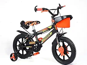 Norman Jr,SFW14 Collection - Bike for Boys and Girls, Kids Bicycle 14Inch with Training Wheels for Ages 3-7 Years Old, Toddler Bike with 95% Assembled (Orange Colour)