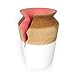 Produktbild Asiatische Oriental Tisch Vase gemeißelt Holz mit handgeschnitzt Einsteckschloss Edge-Design, Weiß / Pink, 8 inch (20 x 15cm)