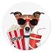 Produktbild Merchandise for Fans Lustiger Hund auf dem Weg ins Kino mit Sonnenbrille und Popcorn, Mauspad rund aus Textil 20cm, Rutschfester Kautschukrücken, für alle Maustypen