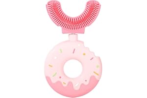 JAWSEU Spazzolino da Denti a Forma di U per Bambini, Spazzolino Bambini in Silicone, per bambini morbidi per pulizia a 360°, con Manico a Ciambella, Spazzolini Manuale per Neonato 2-12 Anni