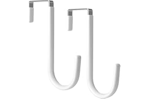 lmytdo Over Door Hooks Over Door Hangers 2Pcs Dipping Plastic Rustproof with Anti-Scratch ThickeningFits Under 3.7 cm Door Widths as Over Cabinet Hooks, Christmas Xmas Wreath Hanger, Coat Hook(White)