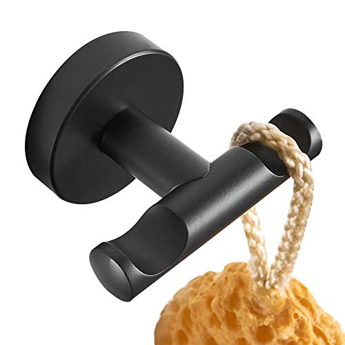 CASEWIND Black Painted Finished Wall Mounted Installation Double Towel Hook Clothes Hook Robe Hook American Style Bathroom Kitchen Shower Room