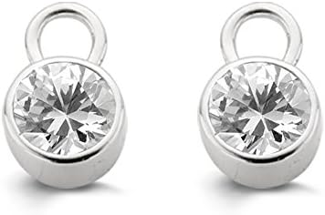 Rhodium Plated Sterling Silver Ear Charms with Cubic Zirconia Stones-9001ZI