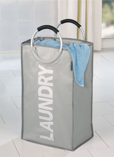 WENKO 3440003100 Wäschesammler Stone – Wäschekorb, Fassungsvermögen 44 L, Polyester, 34 x 54 x 24 cm, Beige - 2