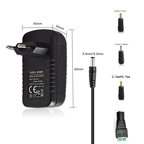 Aukru 12v 2a Stecker Netzteil 5 5mm x 2 5mm f  r Festplatte Drucker Scanner Router Fax TFT   LCD Monitor LED Streifen Wasserpumpe