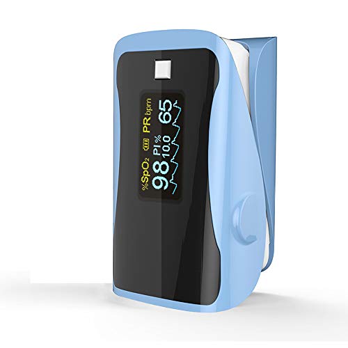 Oxímetros - PRCMISEMED Pro Series F9s Oxímetro de pulso de la yema del dedo Monitor de saturación de oxígeno en la sangre con cordón (cielo azul)