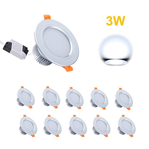 Preisvergleich Produktbild LED Einbaustrahler Gr4tec 10 x 3w Deckenstrahler Einbauleuchte mit Trafo Deckeneinbaustrahler Einbauspot Spot Einbaustrahler Deckeneinbauleuchte Deckenspot 10er 230v Rund Kaltweiss 300lm IP44 Weiss