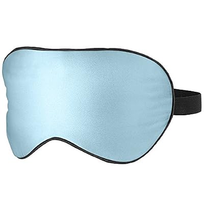 PLEMO Masque des Yeux pour Dormir 100% Soie Naturelle Occultant Ultra-Douce, Lanière Réglable, Dormir sur le Côté disponible, Bleu