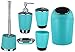 Produktbild 6tlg BADSET BADEZIMMER ZUBEHÖR SET SEIFENSPENDER HALTER WC BÜRSTE BADGARNITUR (hell blau)