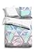 Produktbild Tom Tailor Jugend Bettwäsche » WABEN LOOK « Grafik Muster frisch & stillvoll Wende Design grau, mint, rosa, blau - Kissenbzug 80x80 + Bettbezug 135x200 - 100% Baumwolle