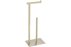 Toilet Roll Holder Free Standing, NEWRAIN Freestanding Toilet Roll Holder, Stainless Steel Toilet Roll Storage,Gold Bathroom Accessories