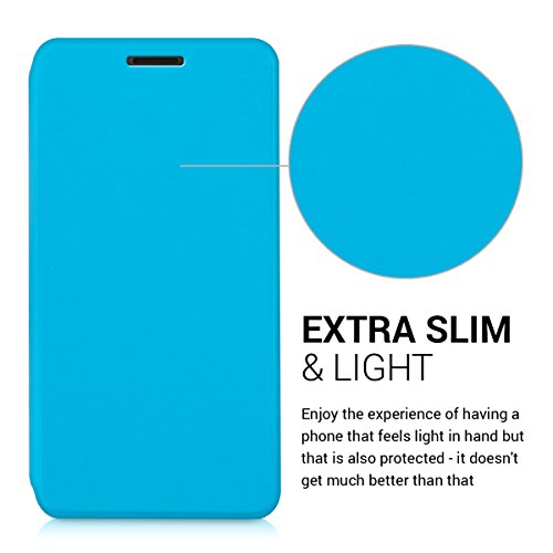kwmobile Funda para Huawei Ascend Y635 - Carcasa  Plegable  para m  vil - Case con Tapa y  Soporte  en  Azul Claro 