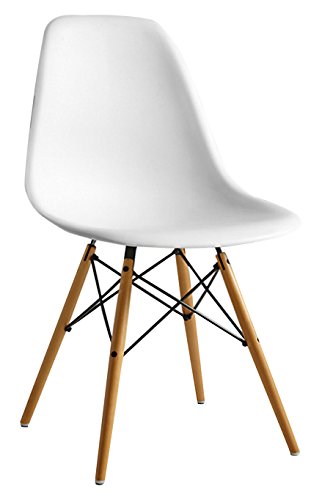 Mmilo High Quality Retro Designer Style Eiffel Inspired Side Dining Chair Lounge Living Room Office Chair (White)