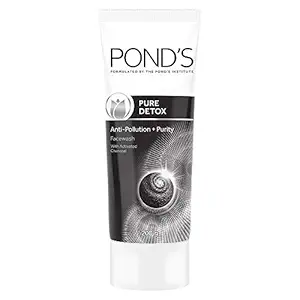 POND'S Pure Detox Face Wash 200 g, Daily Exfoliating & Brightening Cleanser, Deep Cleans Oily Skin - With Activated Charcoal for Fresh, Glowing Skin