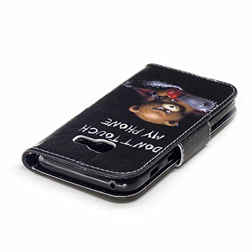 Galaxy A3 2017 Schutzhülle,Galaxy A3 2017 Hülle,Ukayfe Lederhülle PU Leder Tasche Case Cover für Samsung Galaxy A3 2017 Bunte Gemalt Malerei Kettensägen-Bär Muster Flip Cover Wallet Brieftasche Folio Tasche Handycover Schutz Hüllen Handyhülle Handytasche im Bookstyle mit [Ständerfunktion] und [Kartenfächer] Magnet Etui Schale Schutzhüllen für Samsung Galaxy A3 2017 mit & 1 x Schwarz Eingabestift (Don’t Touch My Phone) - 5
