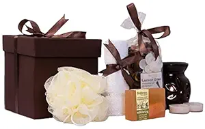 BodyHerbals Lemongrass Soap Spa Set ? Relaxing Bath & Body Care Kit (Lemongrass Bathing Bar 100gms, Face Terry Towel, Aroma Diffuser, Lemongrass?Potpourri, Bath Puff, 2 Tea Lites) Skin Care Set & Kits