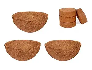 COIRGARDEN-Coco Fiber Liner - Hanging Planter Coir POTS - Coir Liner - Basket Liner 10INCH - Buy 3 Pieces (GET Coco Disk 4 NOS Free)