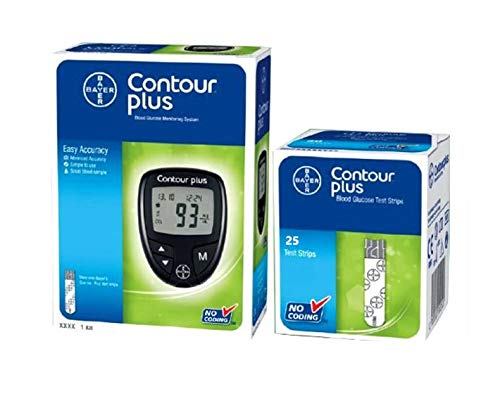 Contour Plus Blood Glucose Monitoring System Glucometer With 25 Free Strips