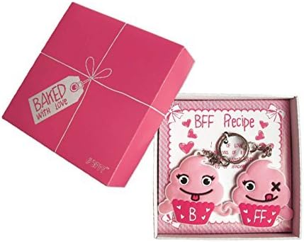 BmyBffBmyBff Best Friends Keyrings. 2 x Cupcake BFF Keyrings in Presentation Box. Perfect Best Friend Keyring . Great Gift for Girls 8 years + (Includes 2 Connecting Keyrings)