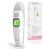 Ear Thermometers Professional Infrared Digital Thermometer for Baby, Kids, Adults and Object Temperature 1 Second Measurement Time Memory Recall and Fever Warning Gray Fairywill（FW-408）
