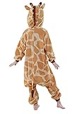 ABYED® Jumpsuit Tier Karton Fasching Halloween Kostüm Sleepsuit Cosplay Fleece-Overall Pyjama Schlafanzug Erwachsene Unisex Lounge,Chidren Größe 125 -for Höhe: 138-148cm Giraffe - 