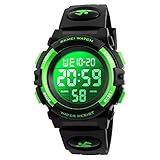 7-Color Kids Boys Digital Watches, Waterproof Outdoor Sports Digital Watches Analogue Watch with Alarm Clock/Timer/LED Light, Electronic Shockproof Wrist Watch for Teenagers Children's Watches Green