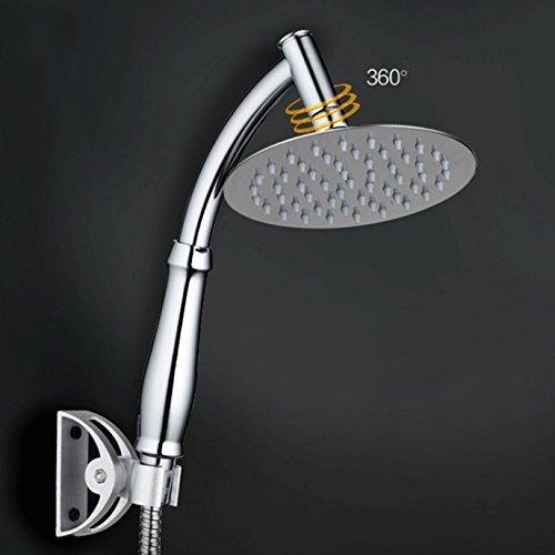 KE 360 ° Drehgelenk 15,2 cm rund Rainfall Kopfbrause Edelstahl hohe Druck Wasserspar Handbrause mit 1,5 m langen Schlauch und Halterung - 4